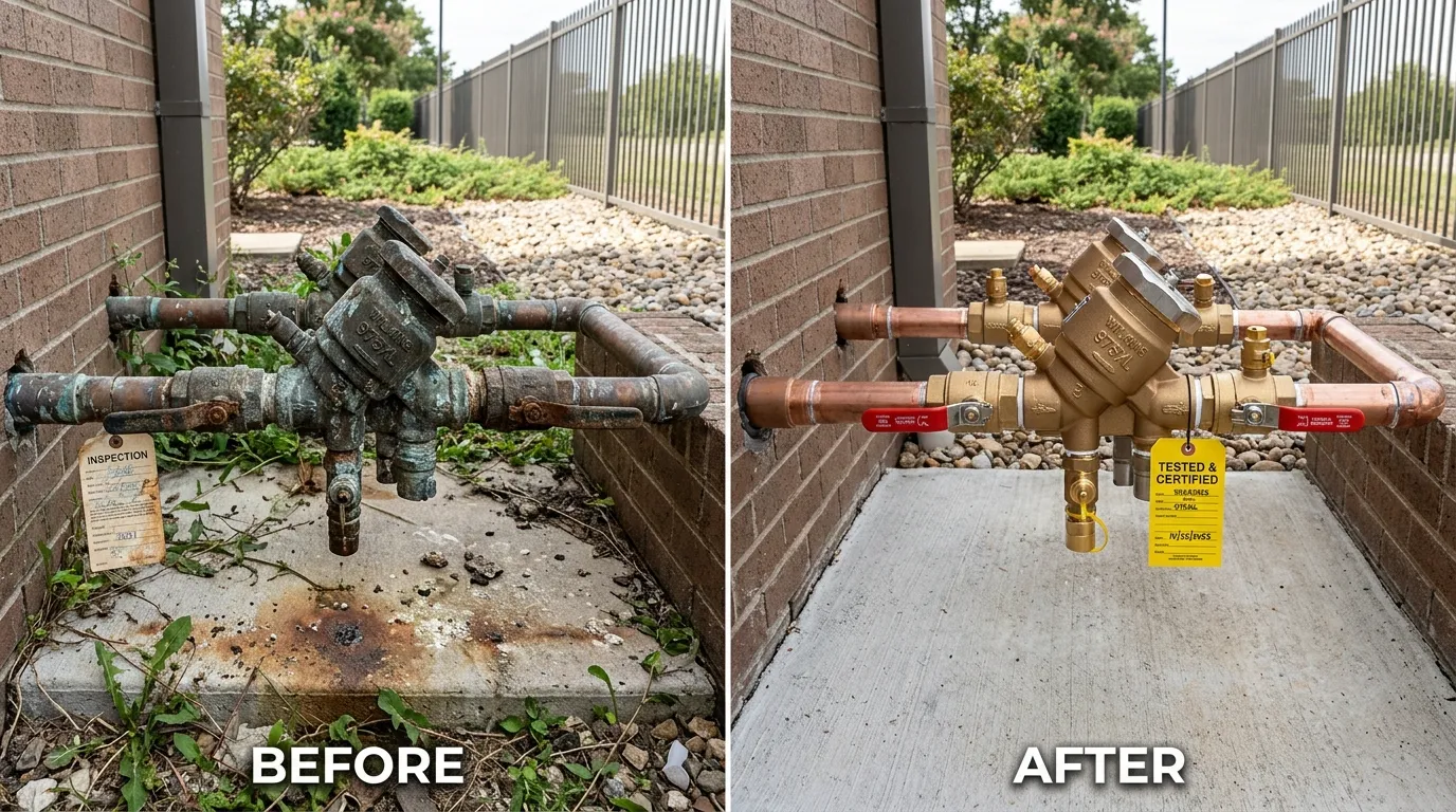 Backflow Testing Repair and Replacement Before and After Results - Smith Auro Plumbing Aurora CO