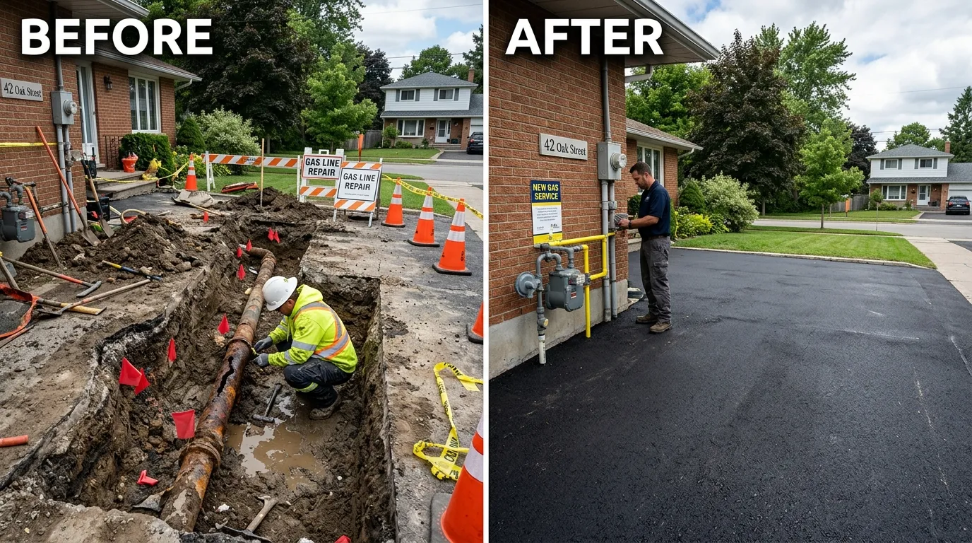 Gas Line Repair Before and After - Aurora CO