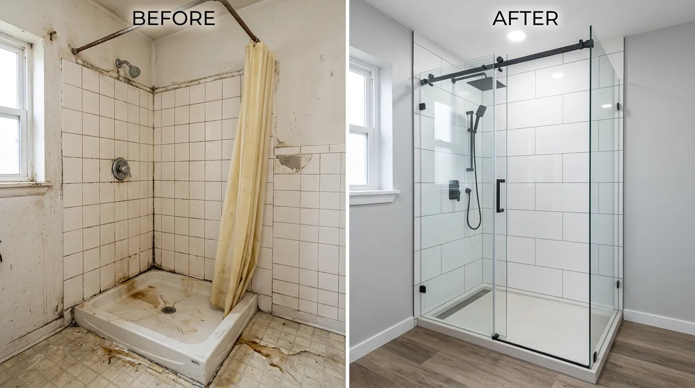Shower Repair & Replacement Before and After - Smith Auro Plumbing Aurora CO