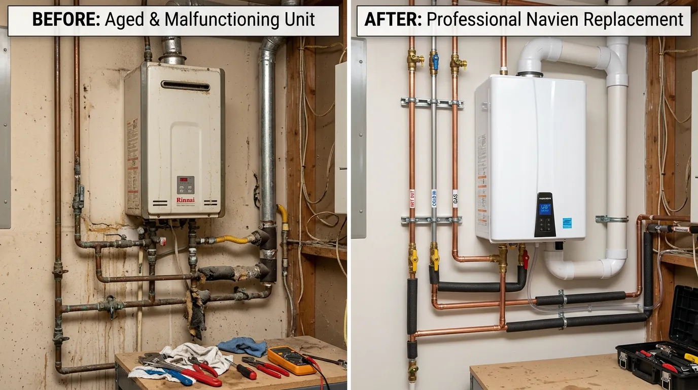 Tankless Water Heater Repair Before and After - Smith Auro Plumbing Aurora CO